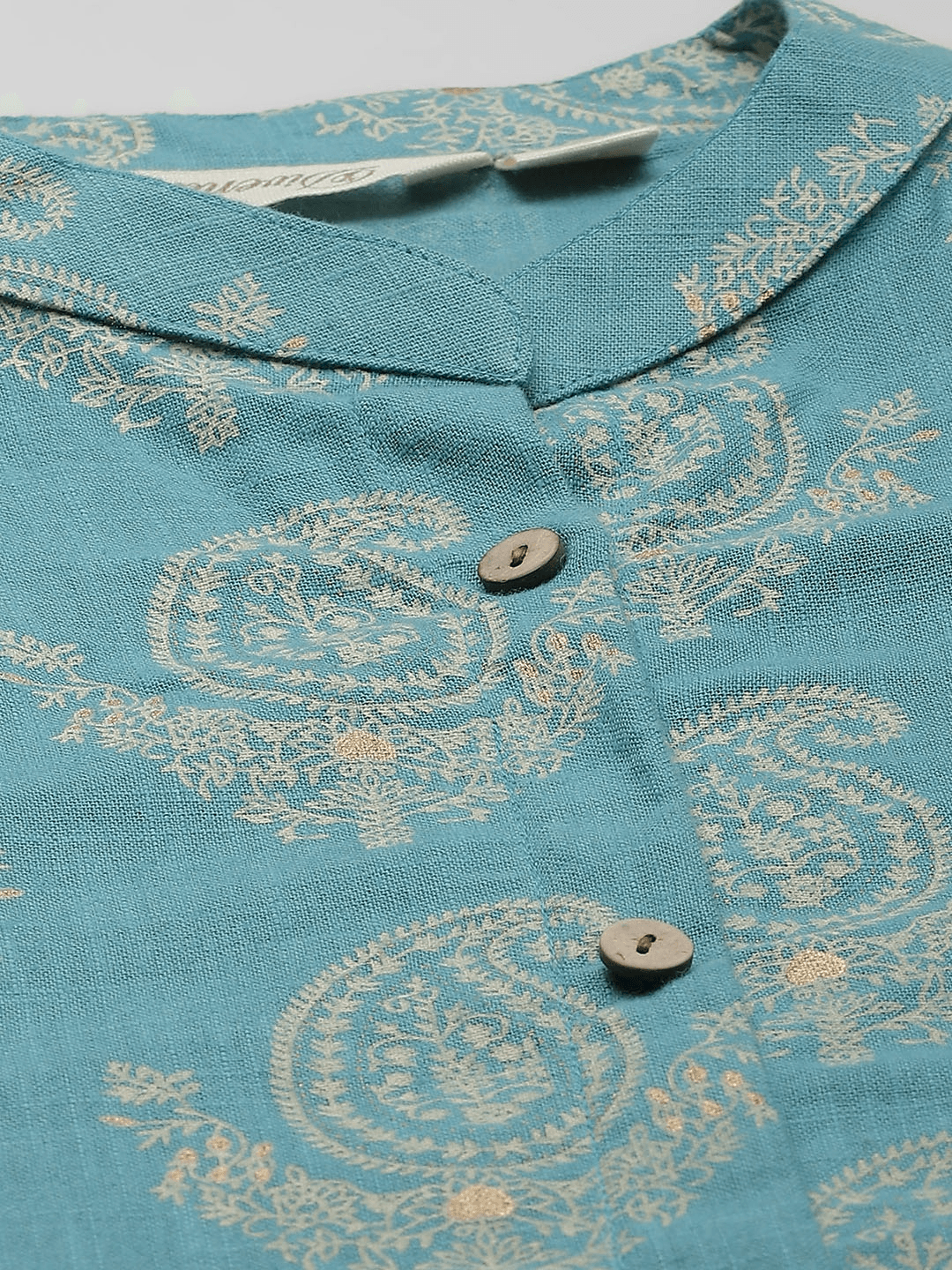  Sky Blue Cotton Printed Kurta -  world