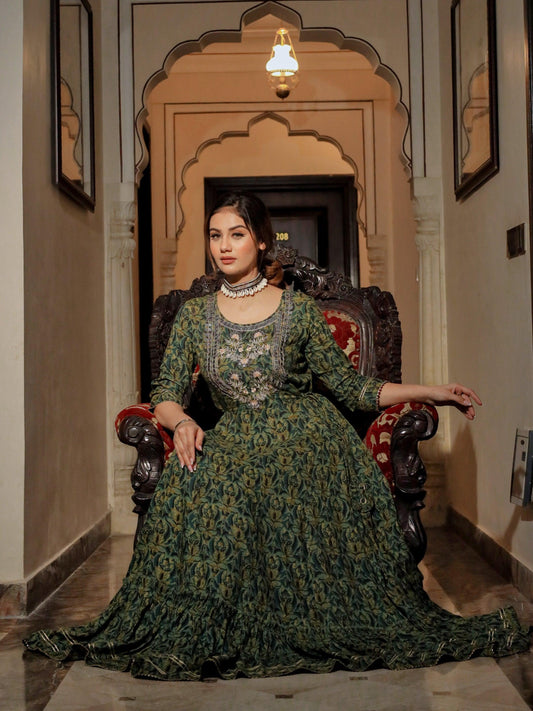  Dark Green Anarakali Kurta - world.com