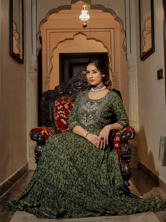  Dark Green Anarakali Kurta - world.com