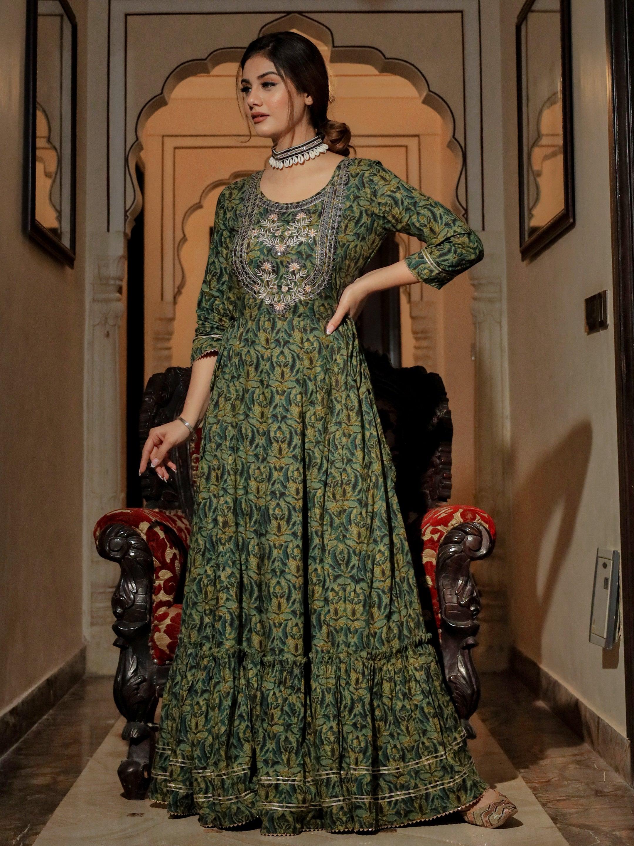  Dark Green Anarakali Kurta - world.com