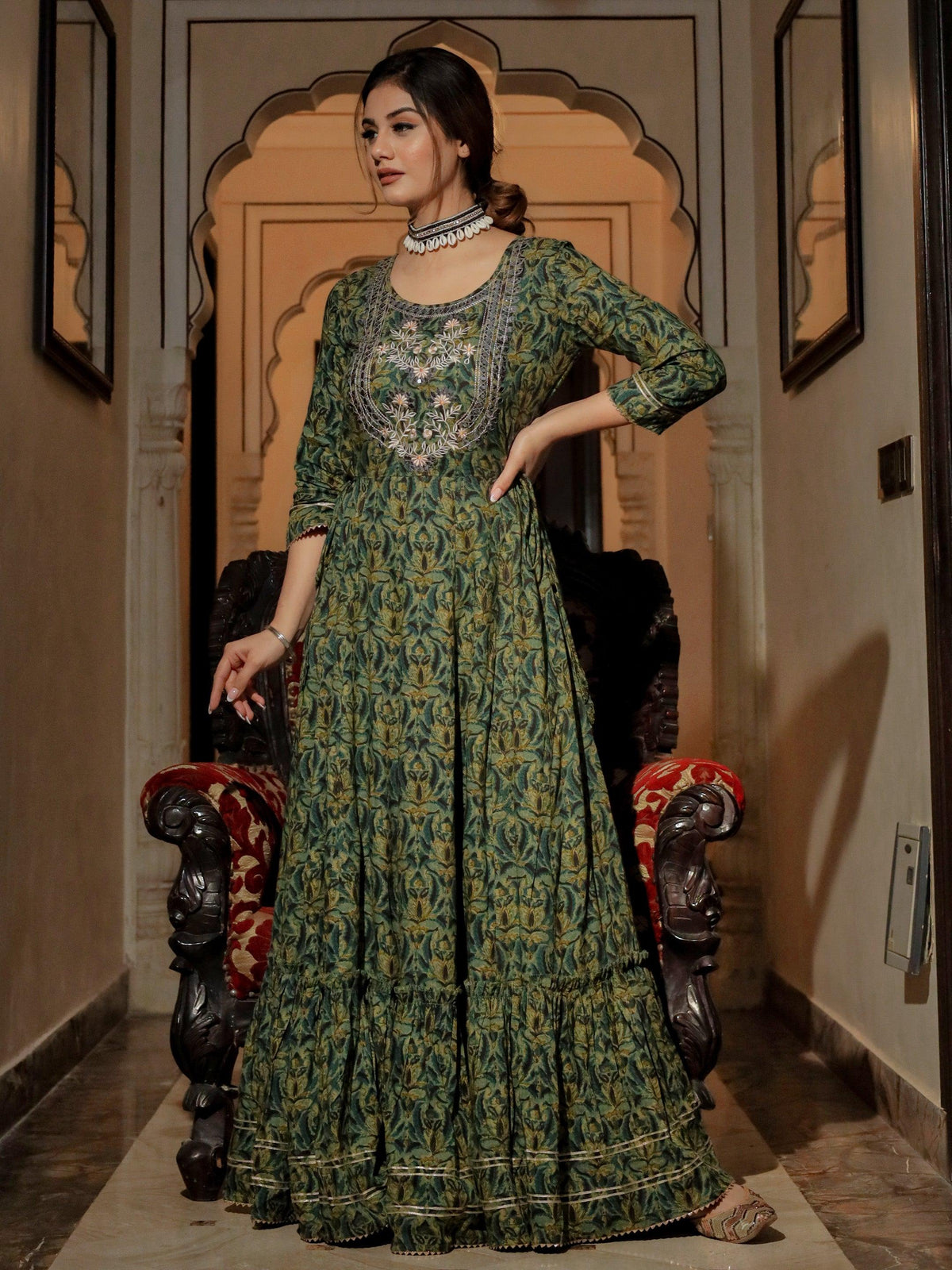  Dark Green Anarakali Kurta - world.com