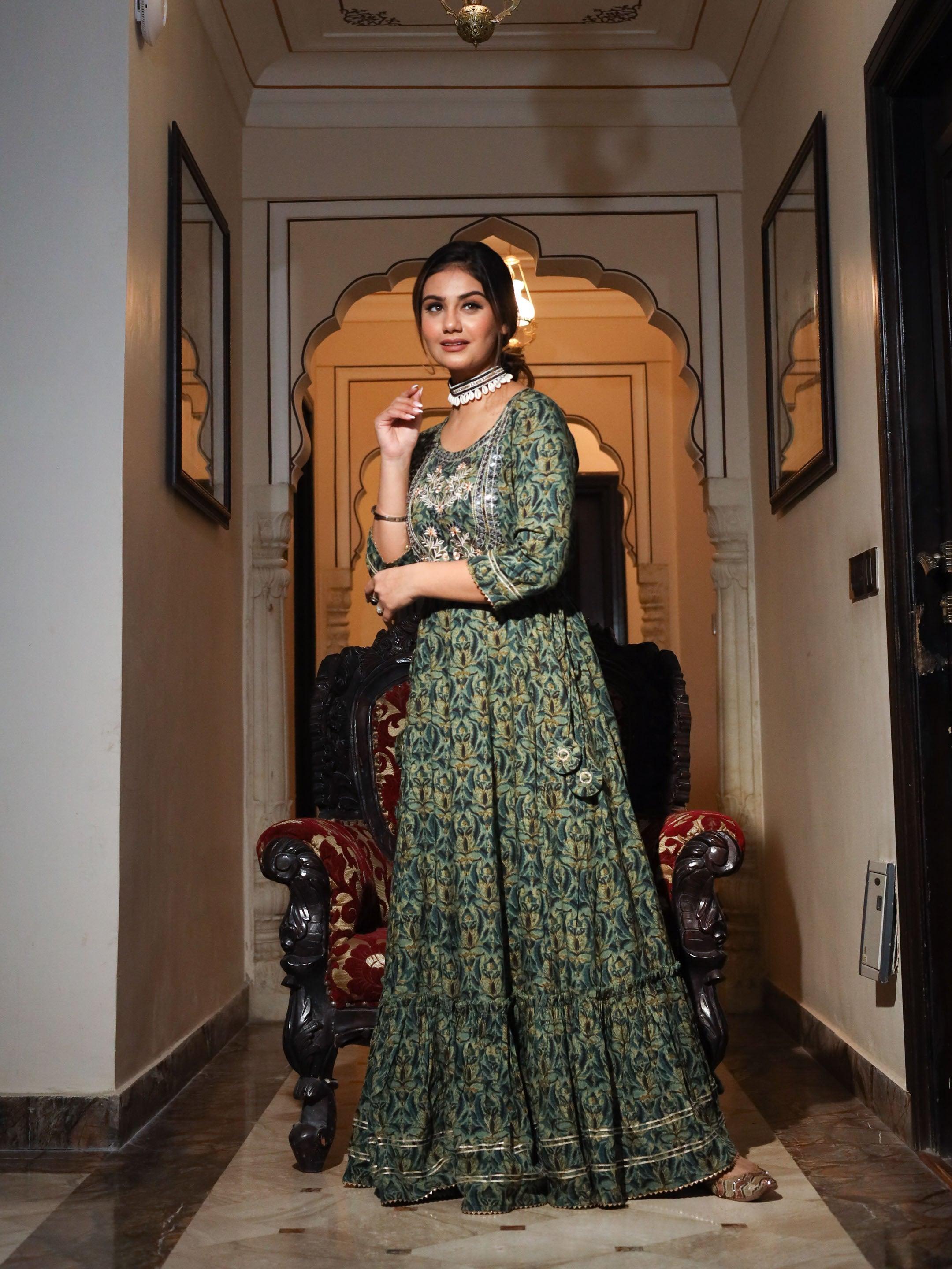  Dark Green Anarakali Kurta - world.com
