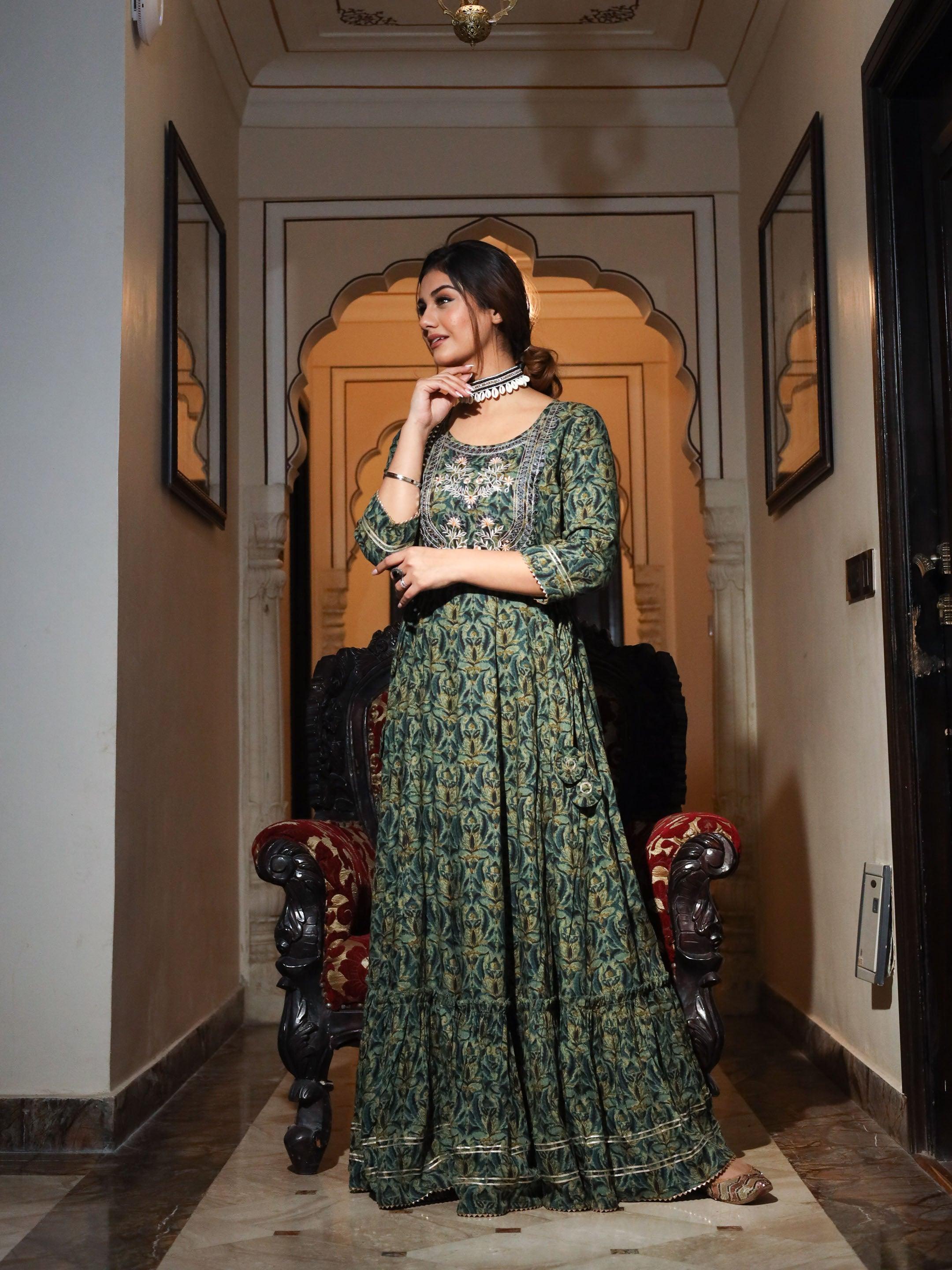  Dark Green Anarakali Kurta - world.com