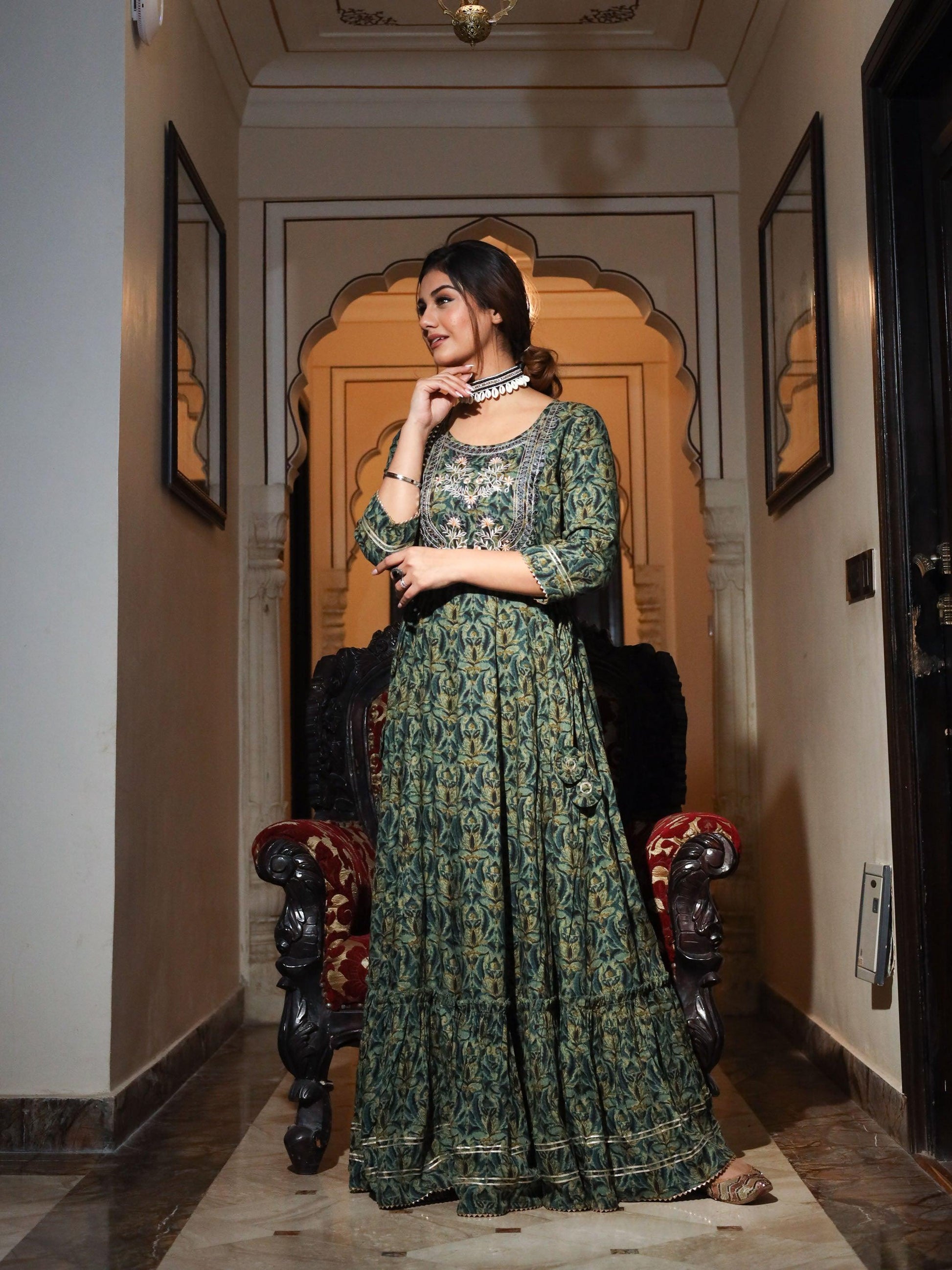  Dark Green Anarakali Kurta - world.com