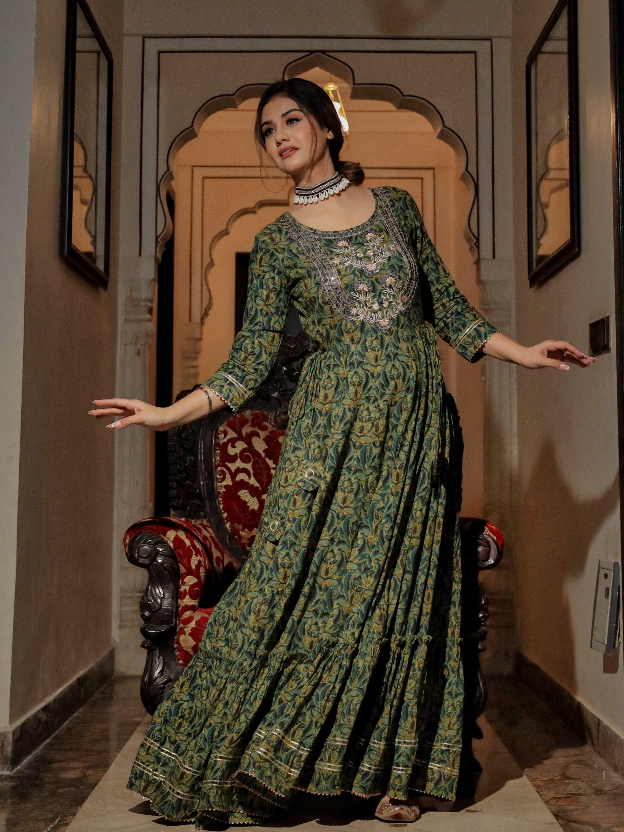  Dark Green Anarakali Kurta - world.com
