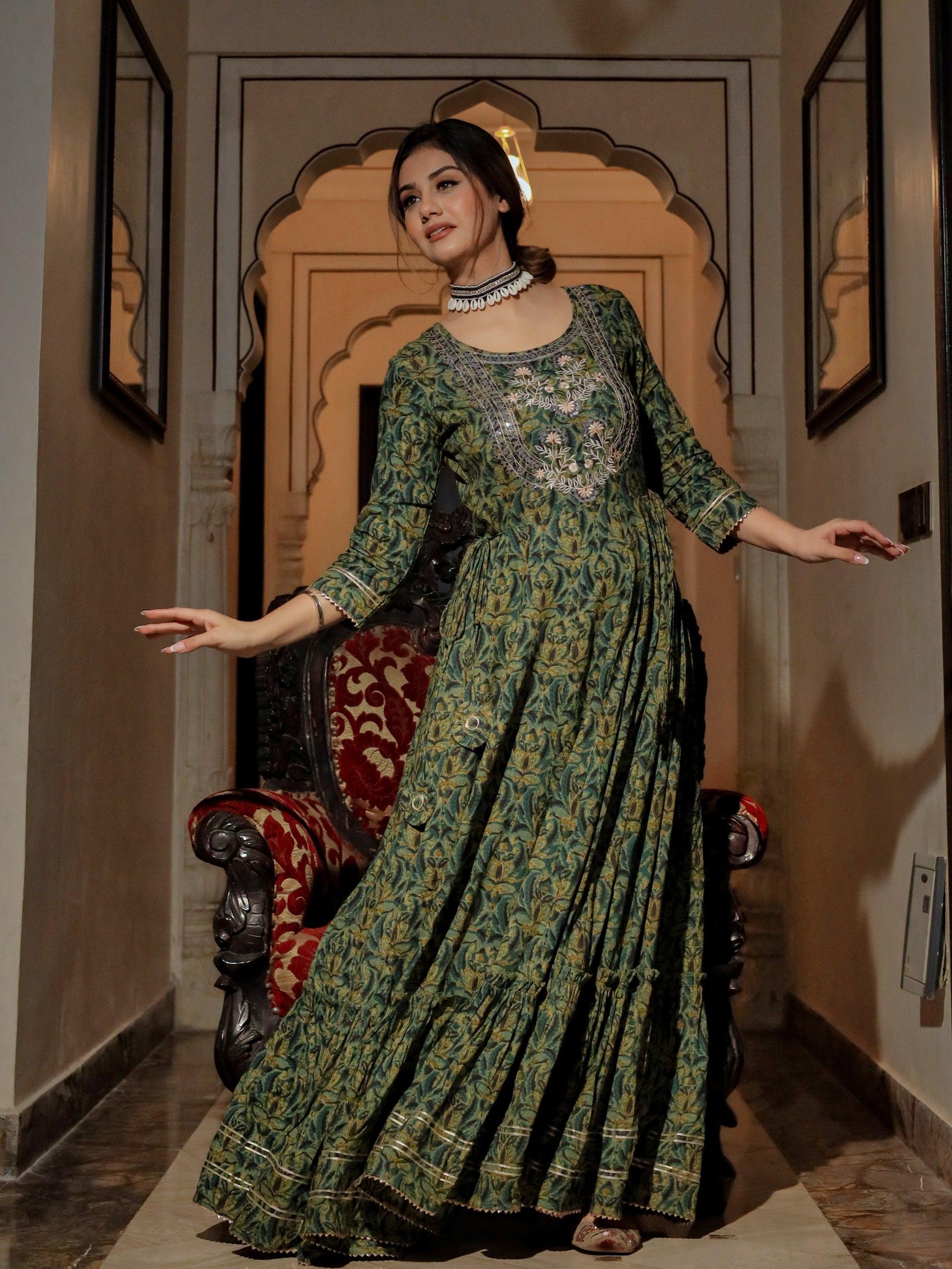 Dark Green Anarakali Kurta - world.com