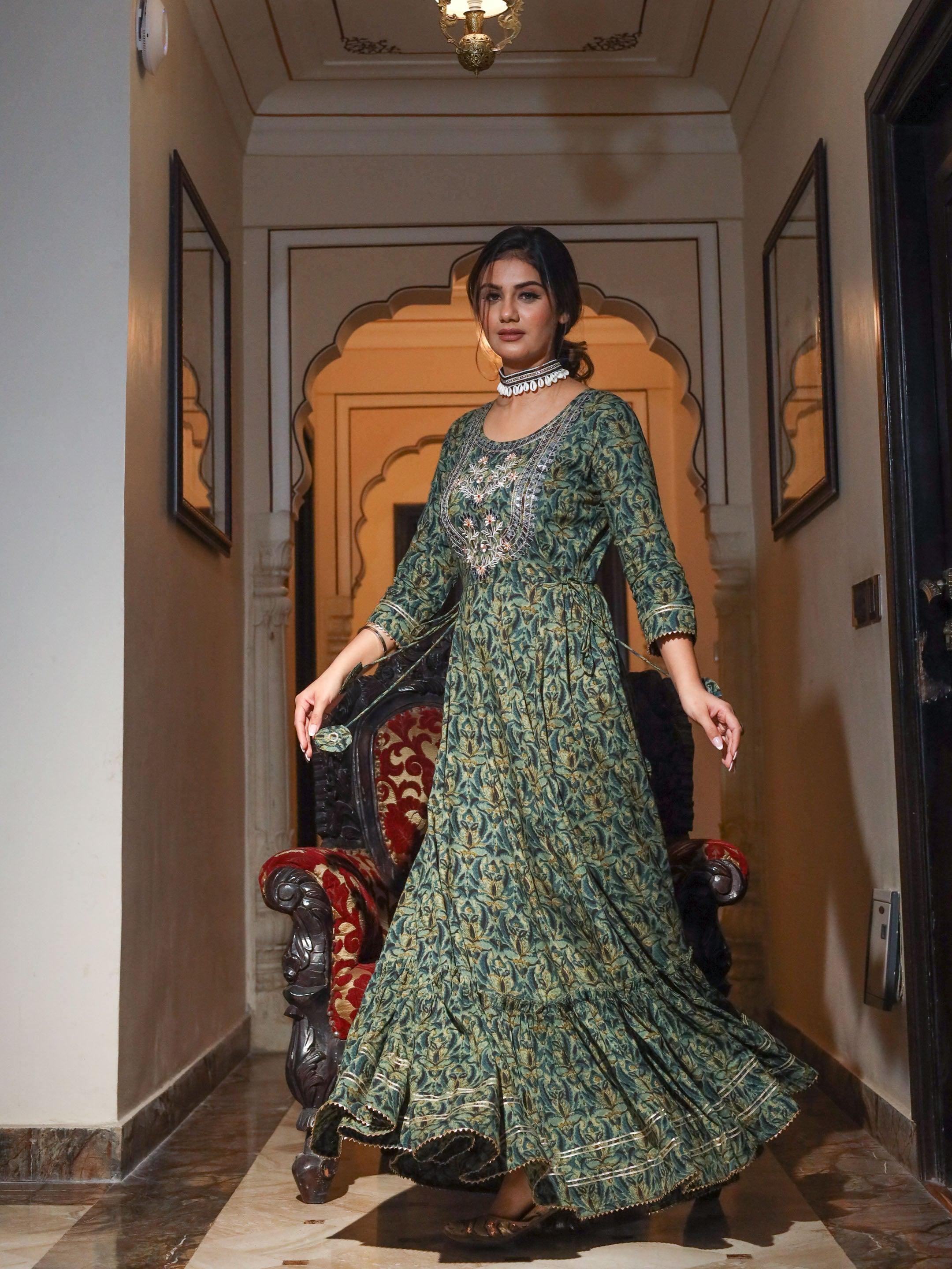  Dark Green Anarakali Kurta - world.com