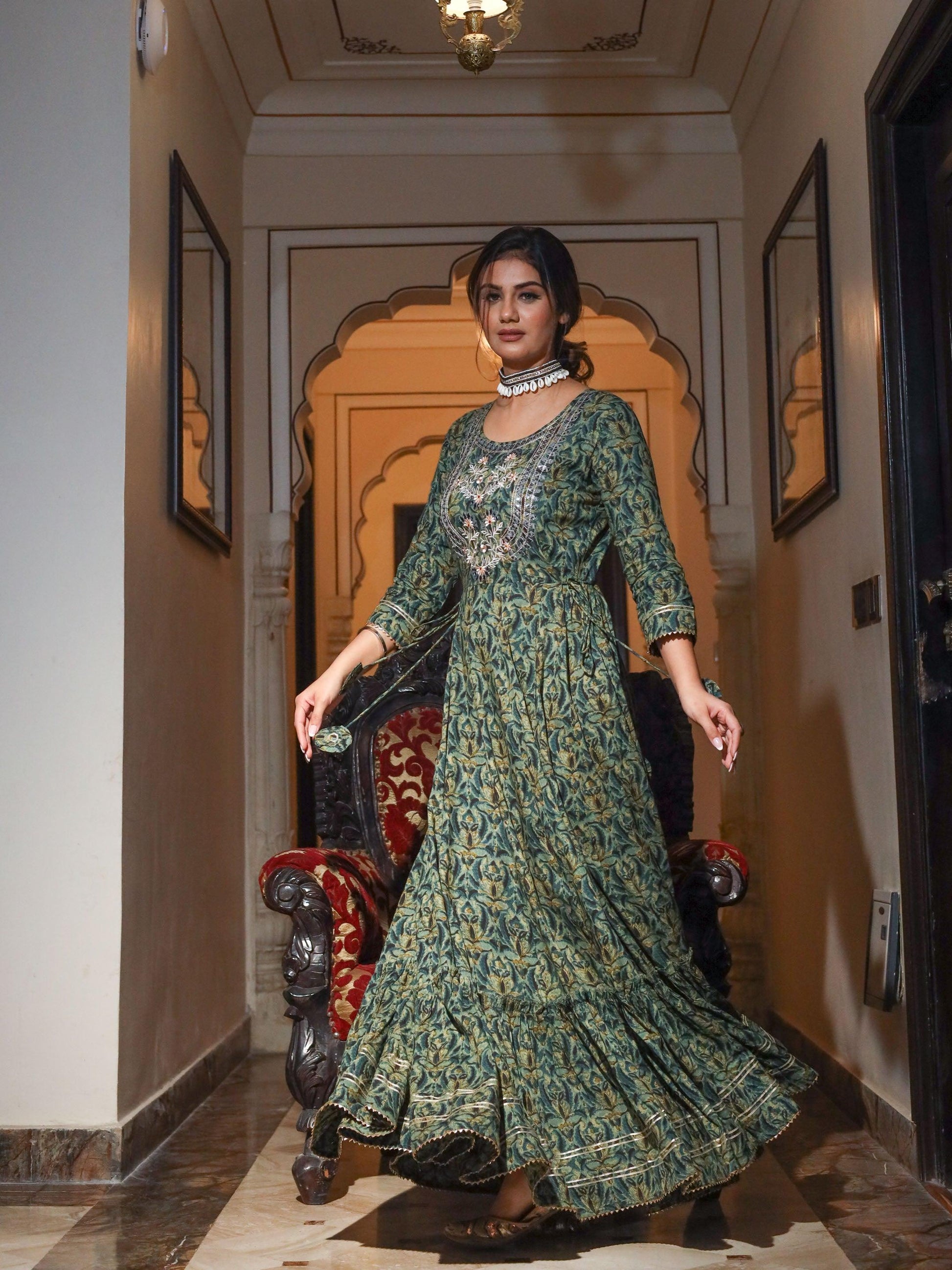  Dark Green Anarakali Kurta - world.com