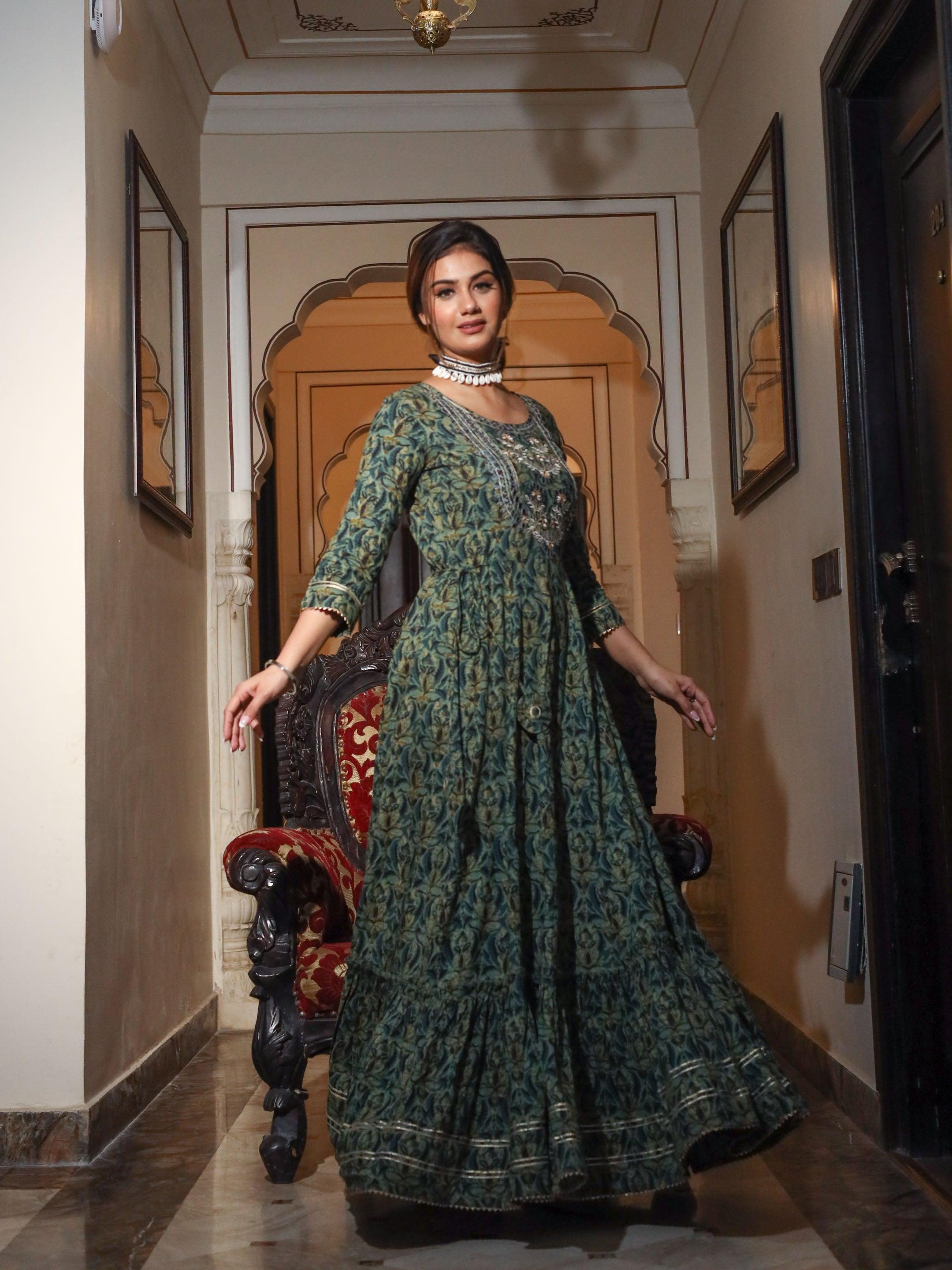  Dark Green Anarakali Kurta - world.com