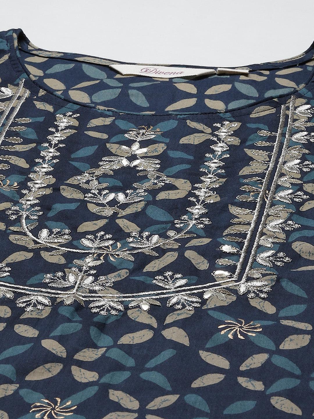  Indiogo blue Kurta Set With Palazzo -  world