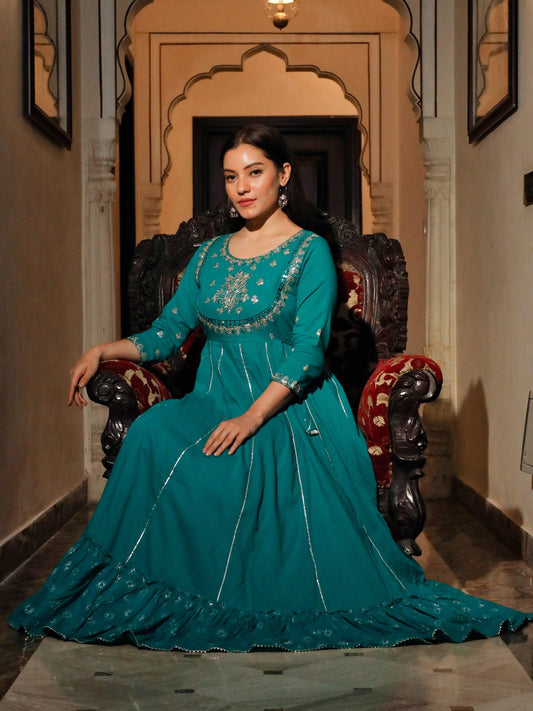  Green Flared Kurta - world.com