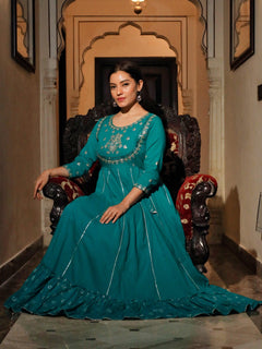 Green Flared Kurta