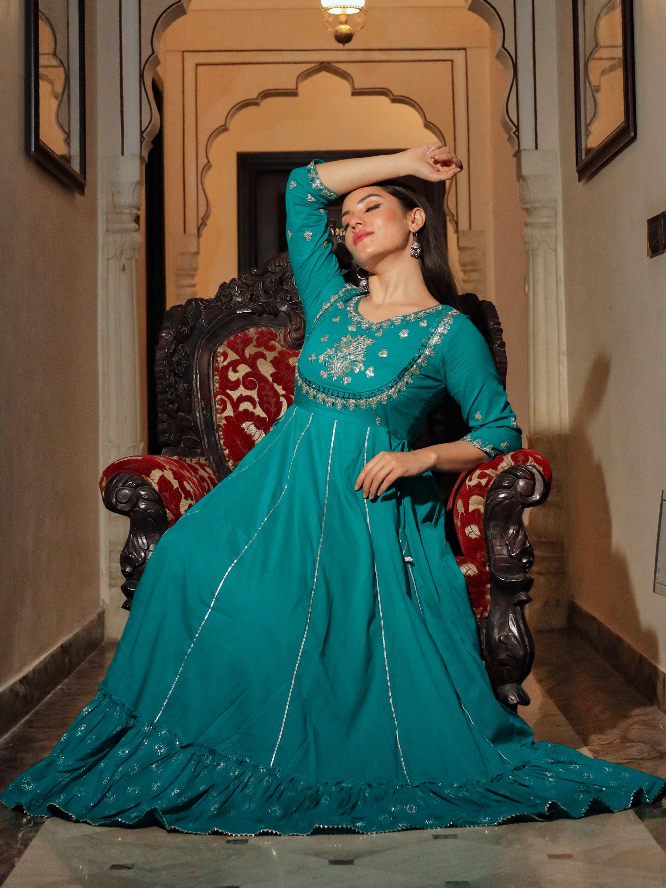  Green Flared Kurta - world.com
