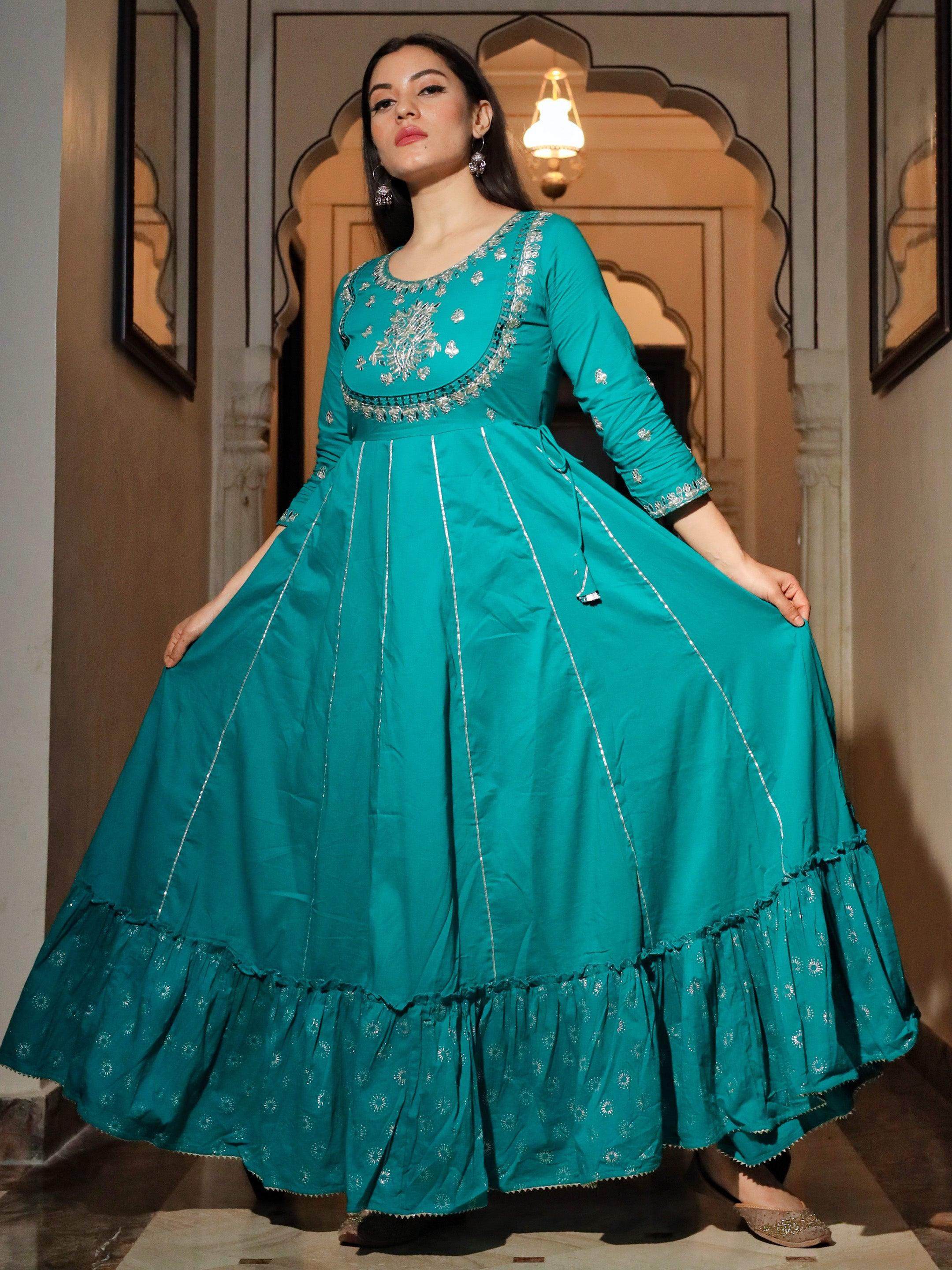  Green Flared Kurta - world.com