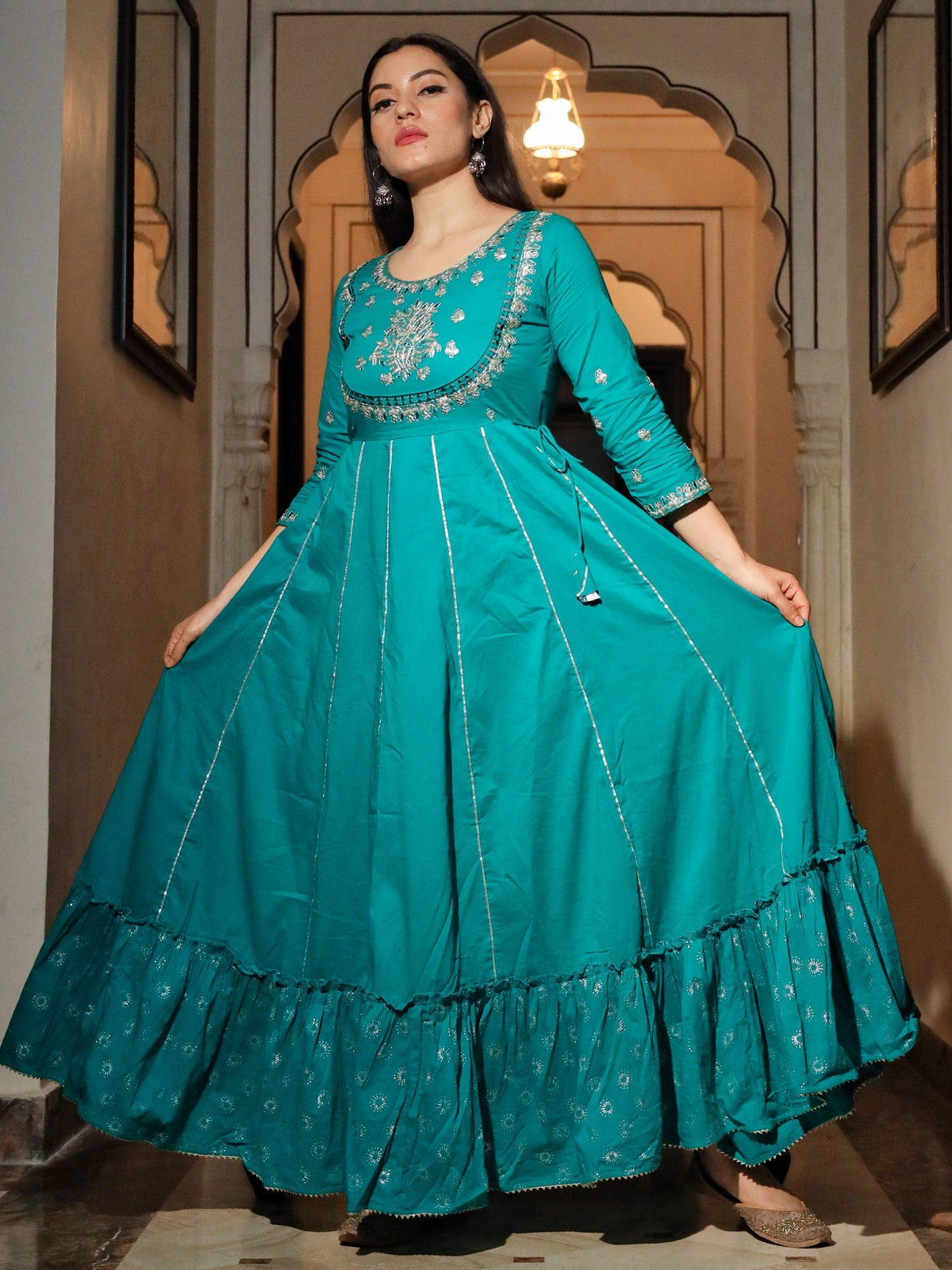  Green Flared Kurta - world.com