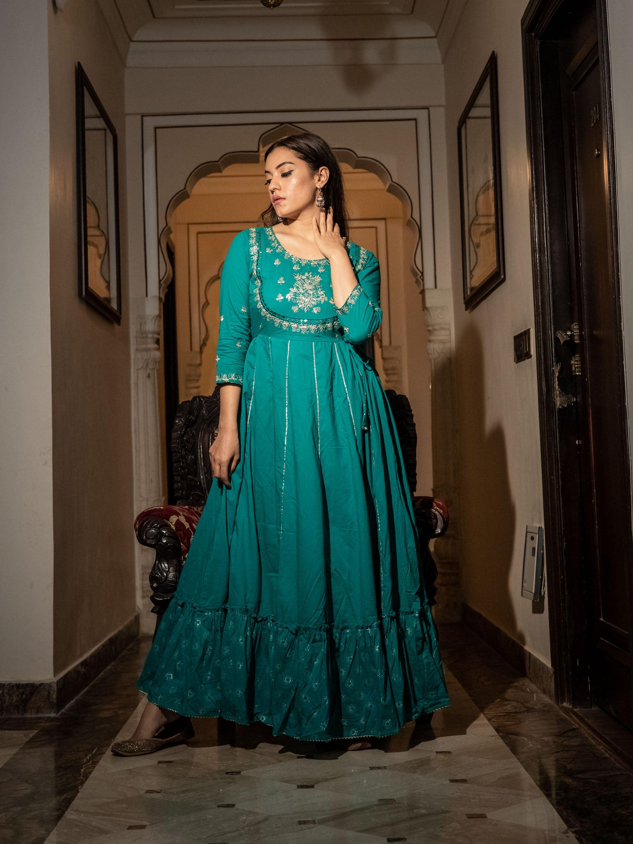  Green Flared Kurta - world.com