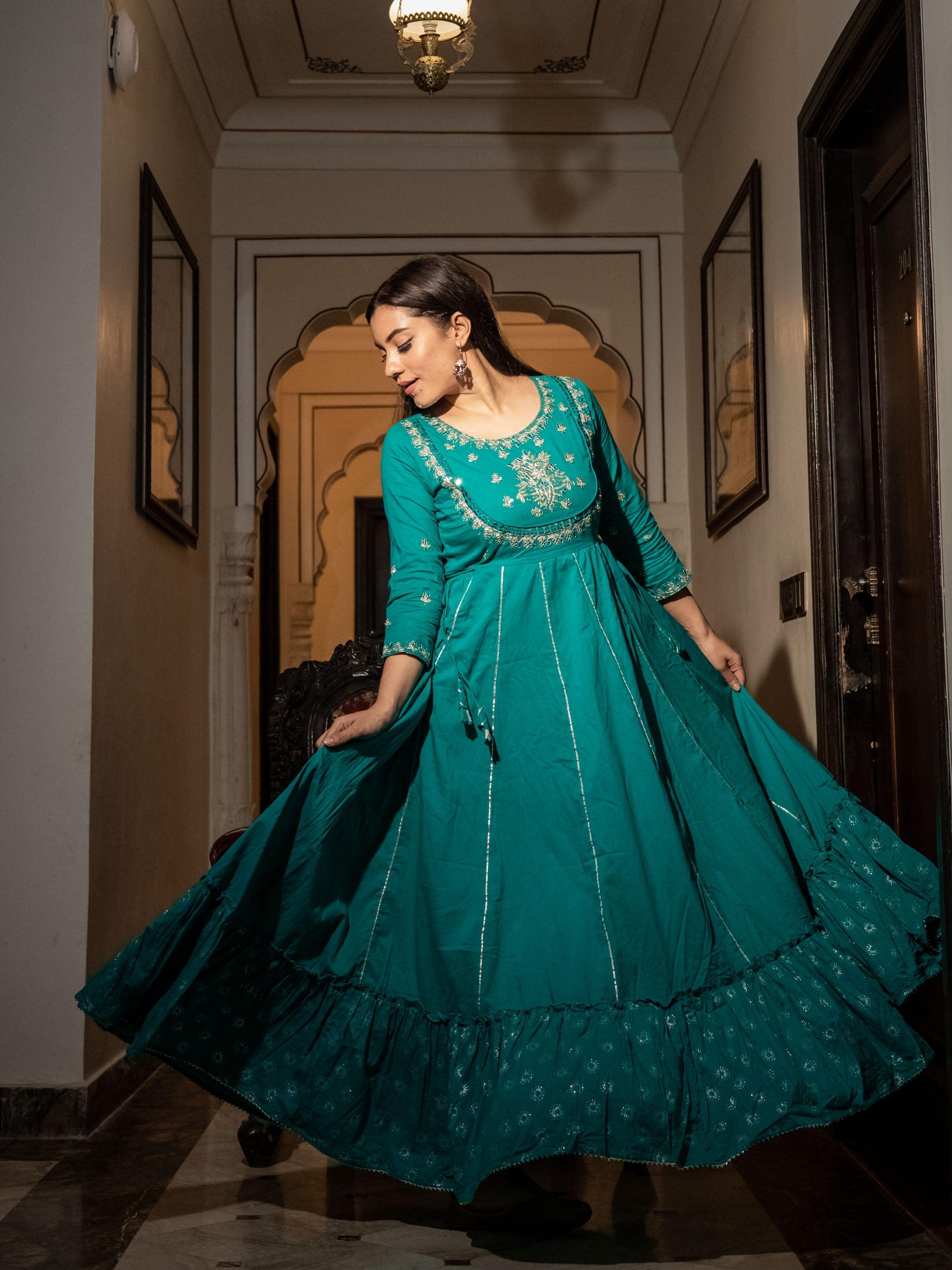  Green Flared Kurta - world.com