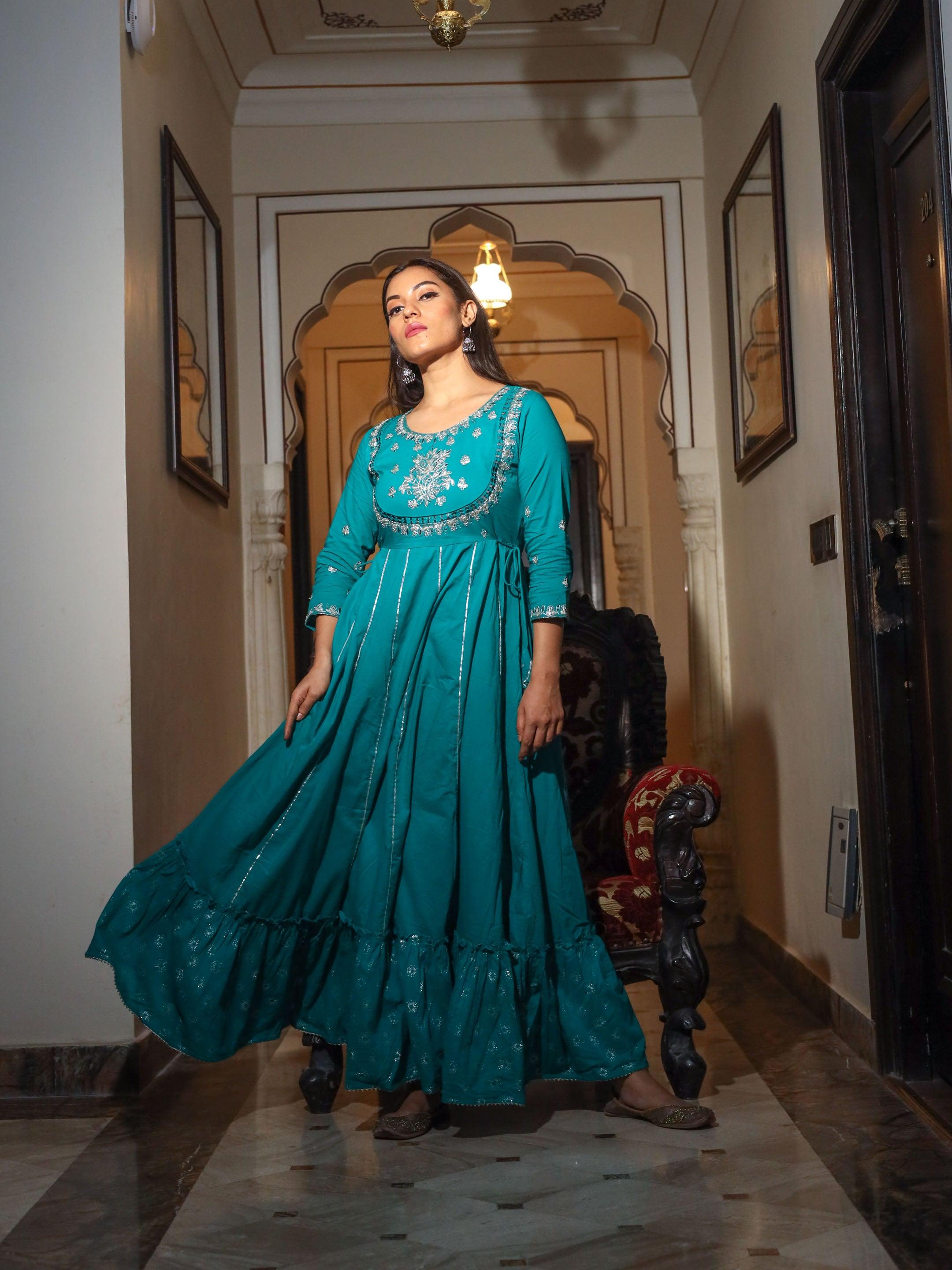  Green Flared Kurta - world.com