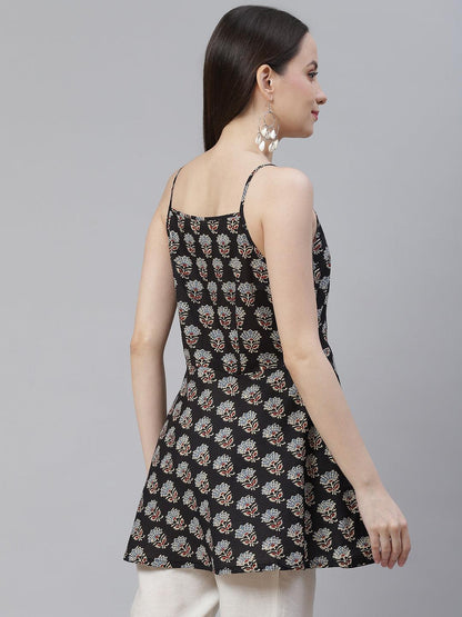  Block Printed Shoulder Strip Cotton Top -  world
