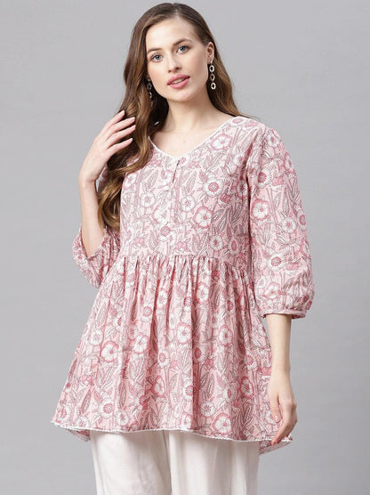  baby pink Cotton Peplum Top -  world
