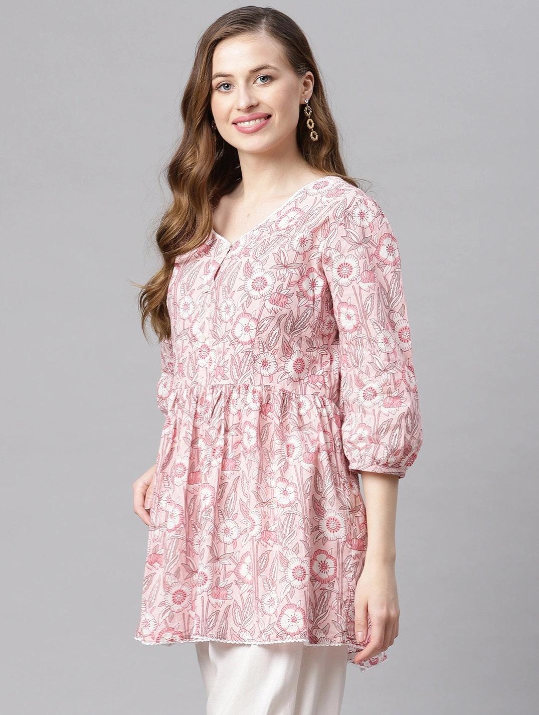  baby pink Cotton Peplum Top -  world