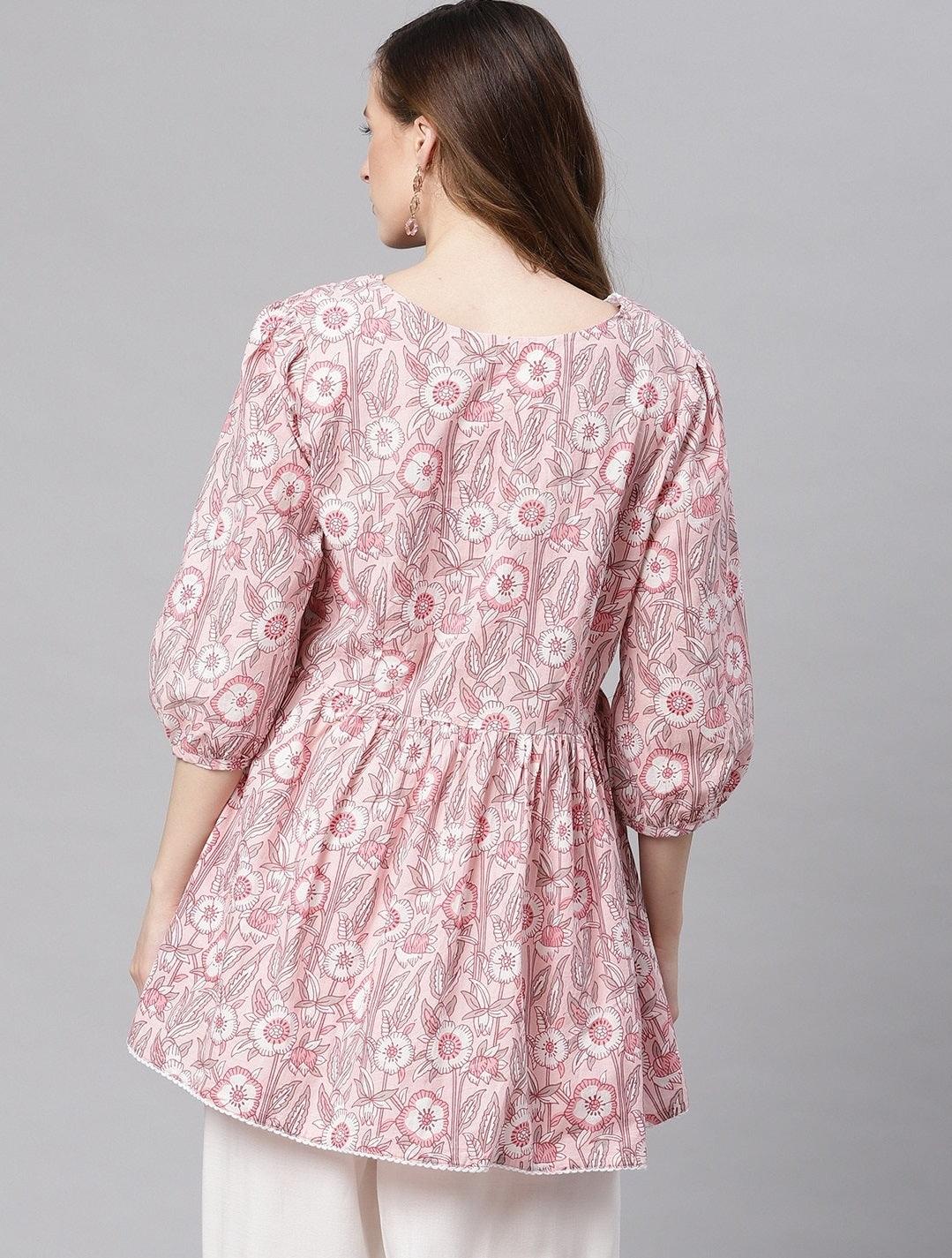  baby pink Cotton Peplum Top -  world