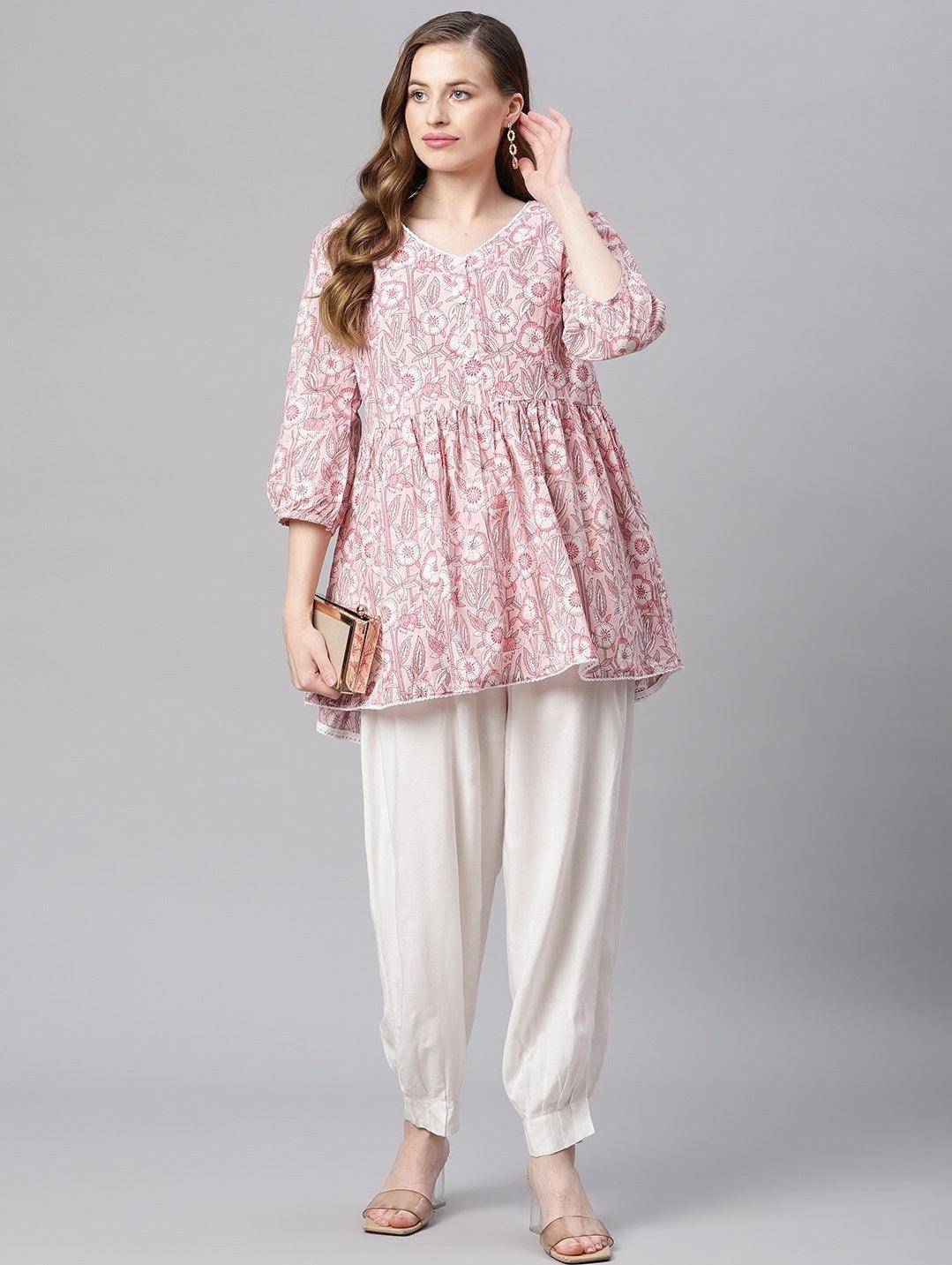  baby pink Cotton Peplum Top -  world