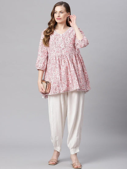  baby pink Cotton Peplum Top -  world