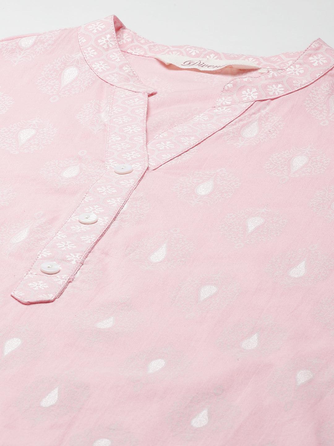  Baby Pink Cotton Kurta Palazzo Set -  world