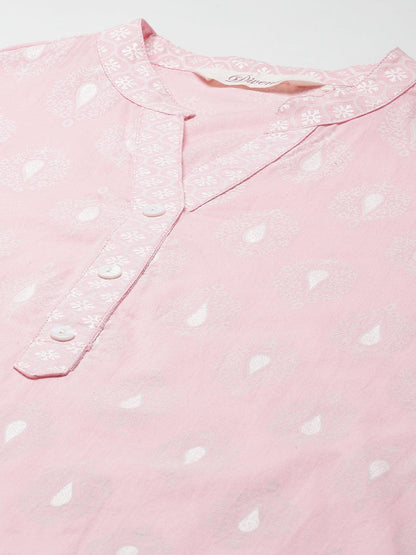  Baby Pink Cotton Kurta Palazzo Set -  world