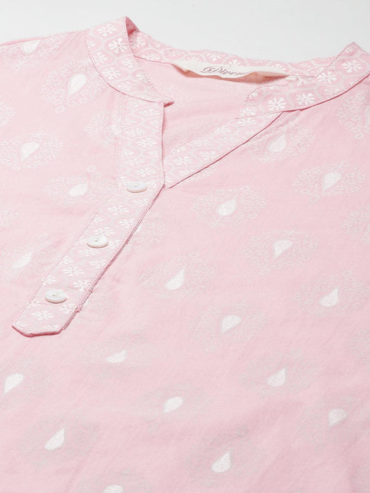  Baby Pink Cotton Kurta Palazzo Set -  world