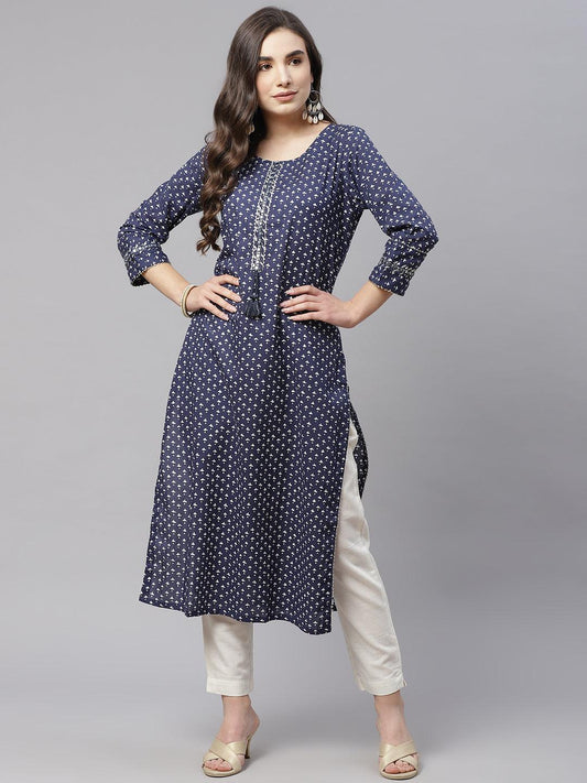  Indigo Cotton Straight Kurti -  world