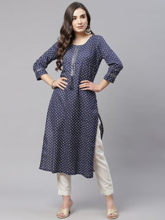 Indigo Cotton Straight Kurti
