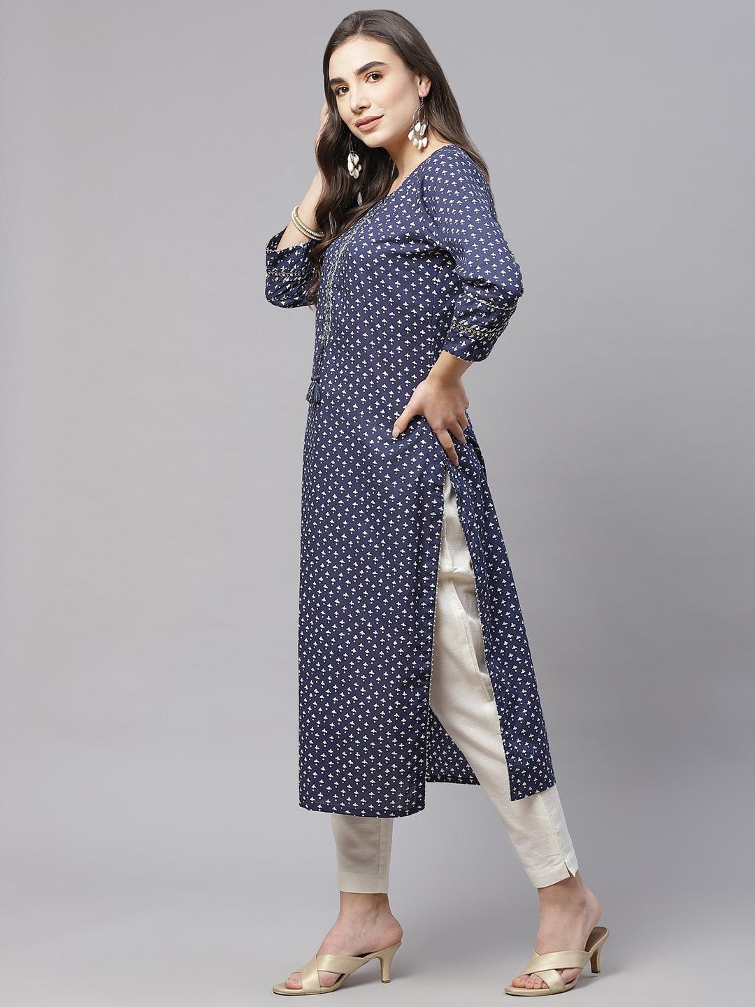  Indigo Cotton Straight Kurti -  world