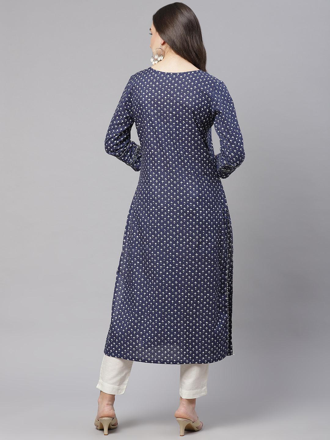  Indigo Cotton Straight Kurti -  world