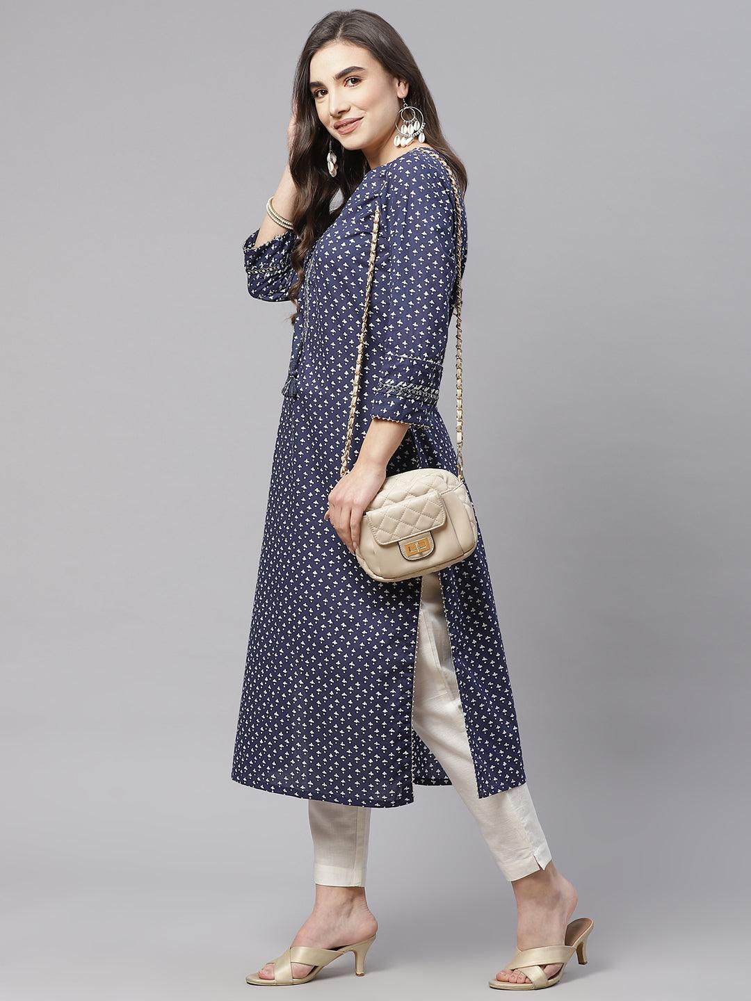  Indigo Cotton Straight Kurti -  world