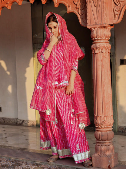  Pink Lehriya lehenga dupatta set - world.com