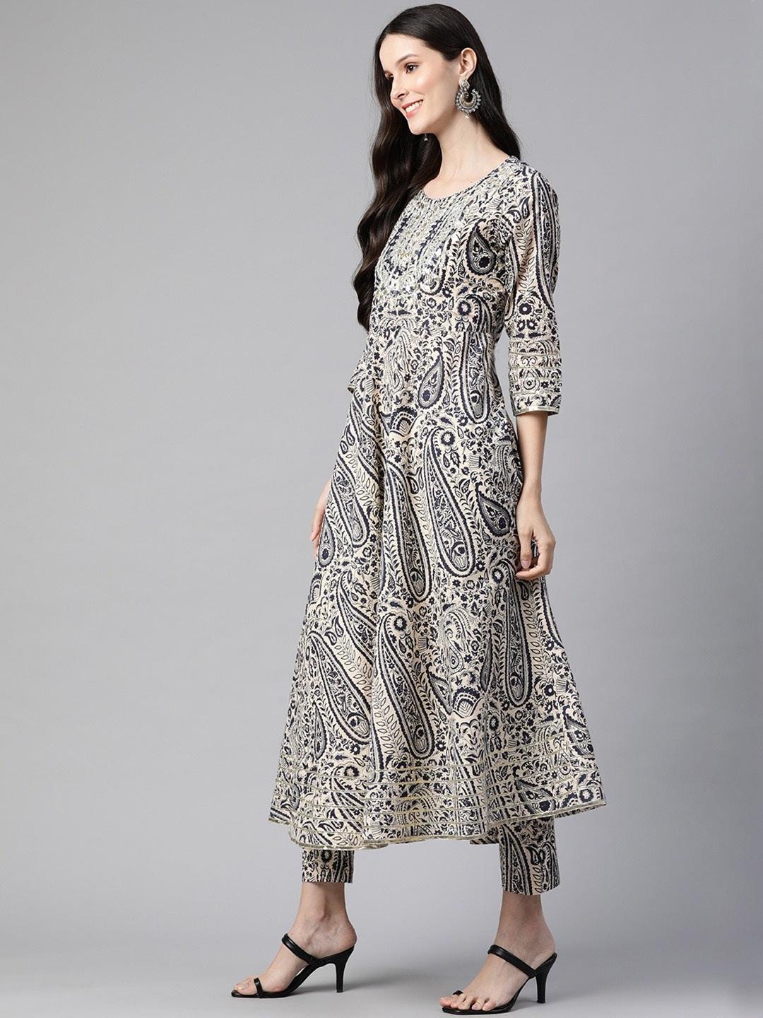  Beige Cotton Straight Kurta pant set with Dupatta -  world