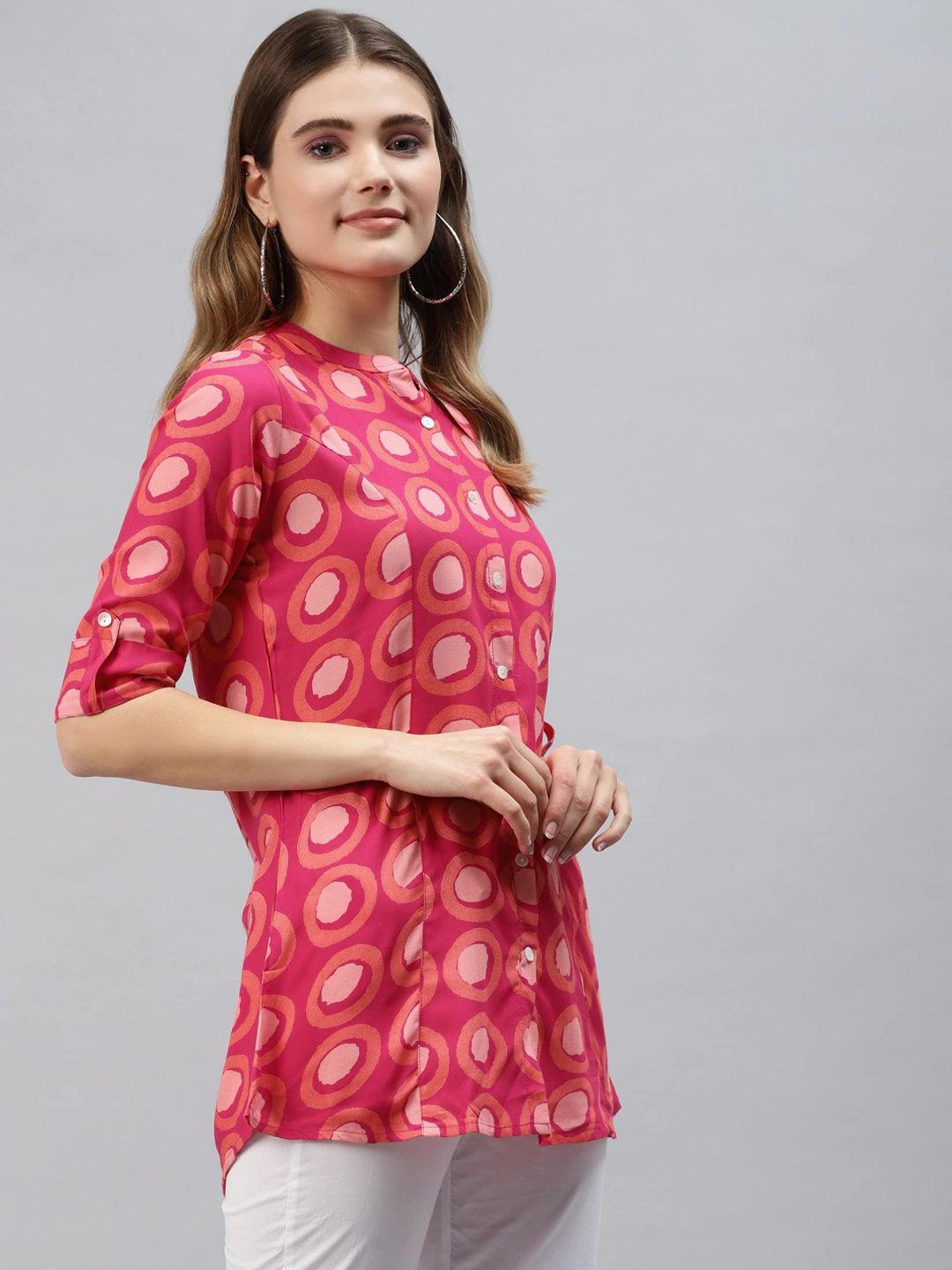  Pink Rayon Shirt Style Top -  world