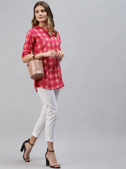  Pink Rayon Shirt Style Top -  world