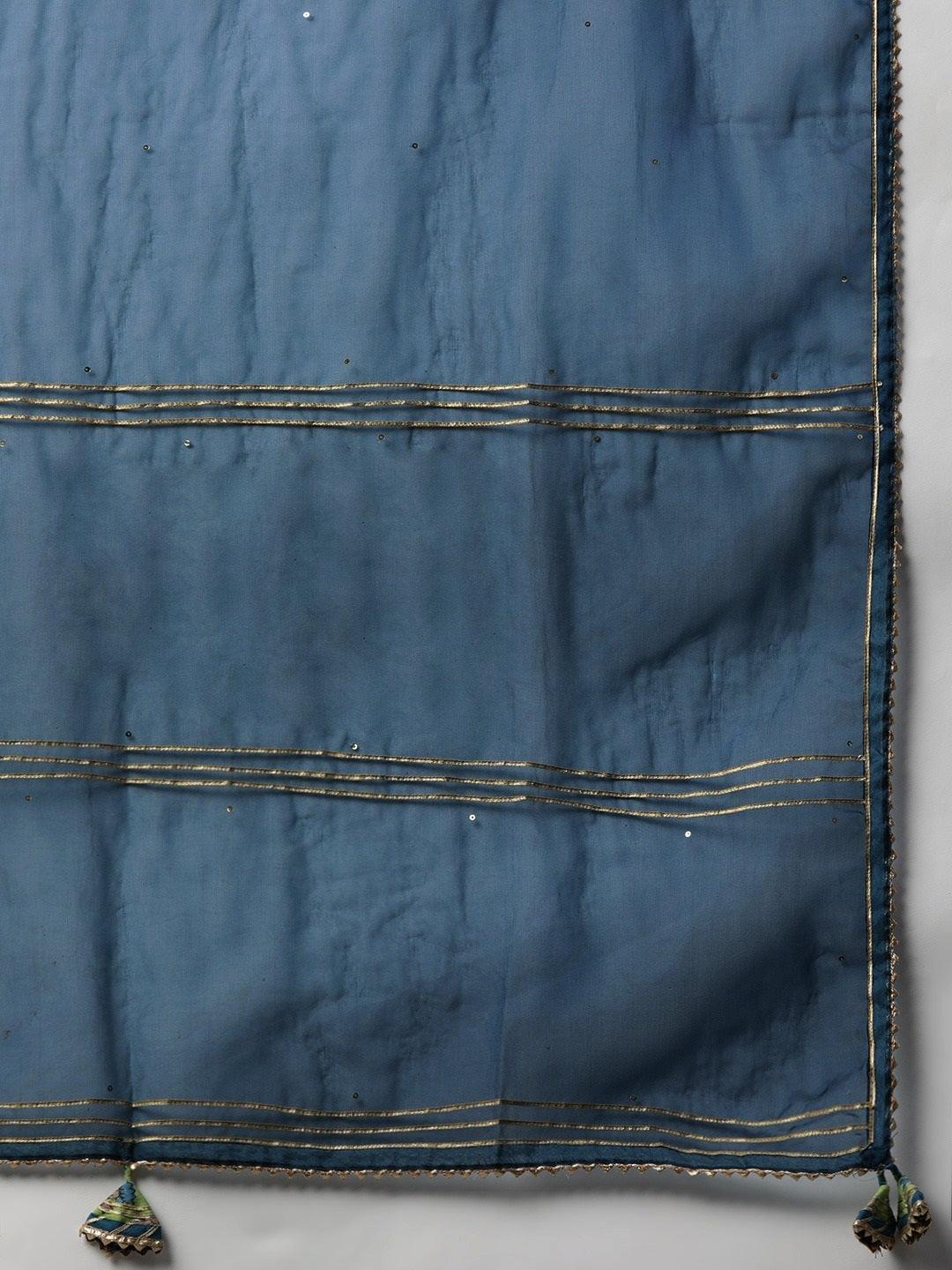  Green Cotton Hand Block Printed Kurta Pant set with Dupatta -  world