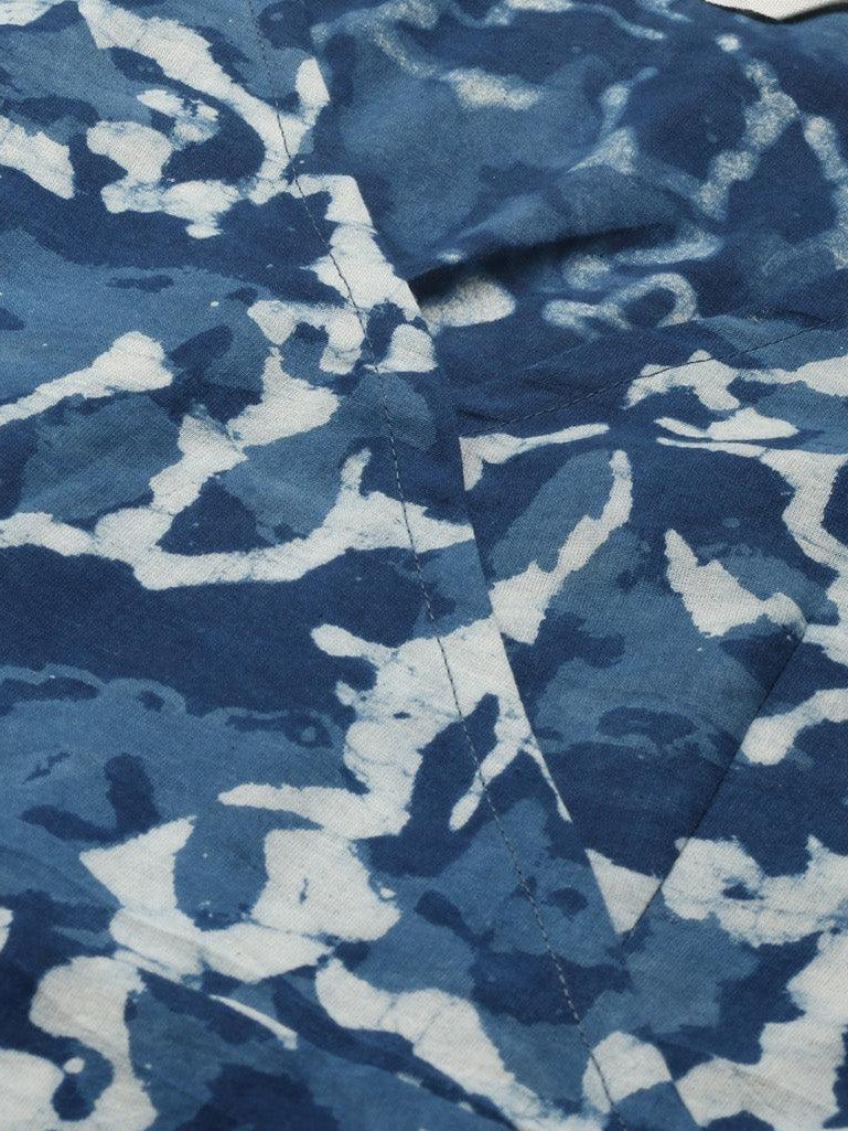  Indigo Hand Block Printed Short Dress -  world