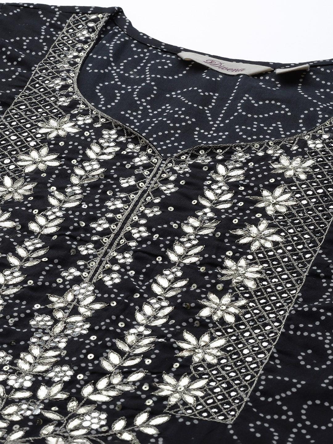  Black and White Cotton Kurta Pant Set With Dupatta -  world