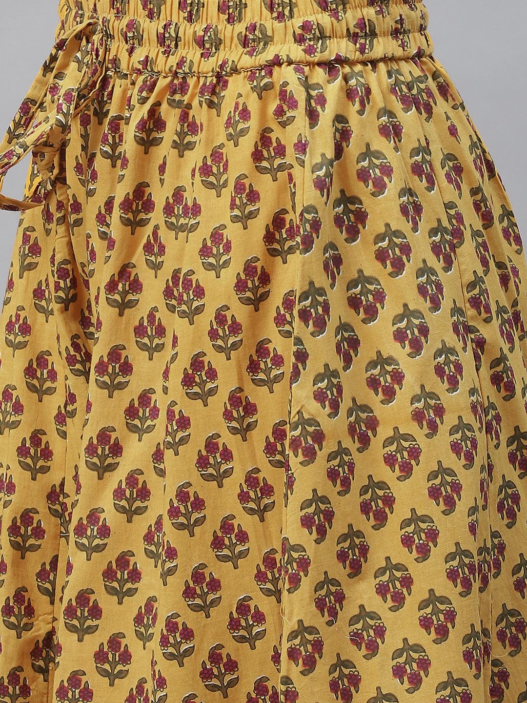  Mustard Cotton Anarkali Kurta Palazzo Set With Dupatta -  world