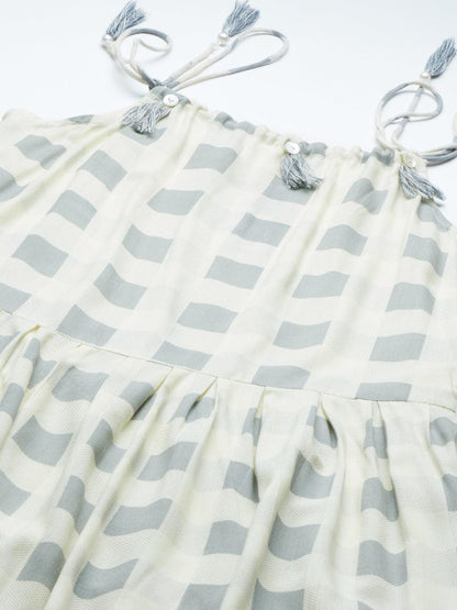  White Rayon Shoulder Straps Dress -  world