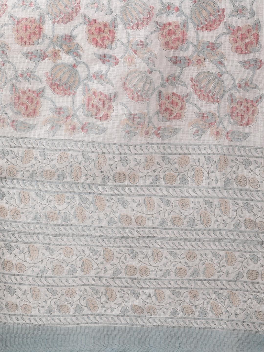  Turquoise Blue Hand Block Printed Kurta Pant Set with Dupatta -  world