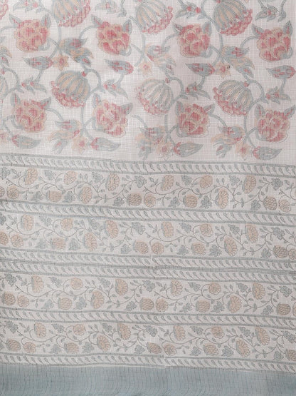  Turquoise Blue Hand Block Printed Kurta Pant Set with Dupatta -  world
