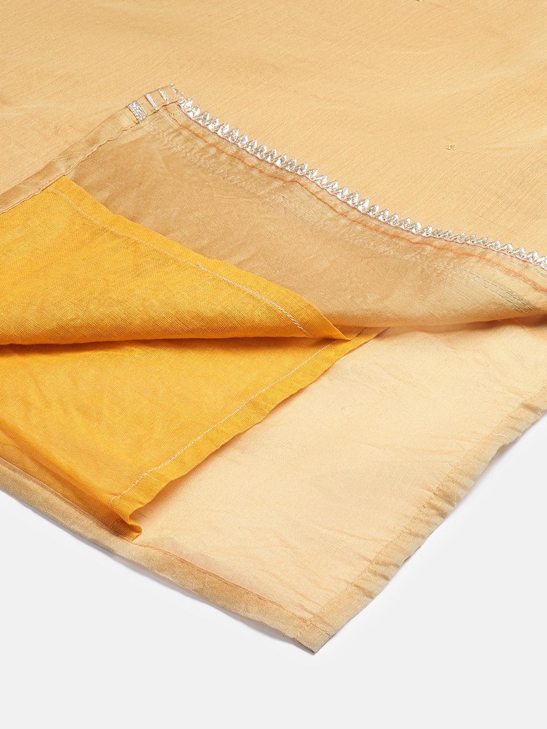  Yellow Gold Solid Chenderi Kurta Sharara Set with Dupatta -  world