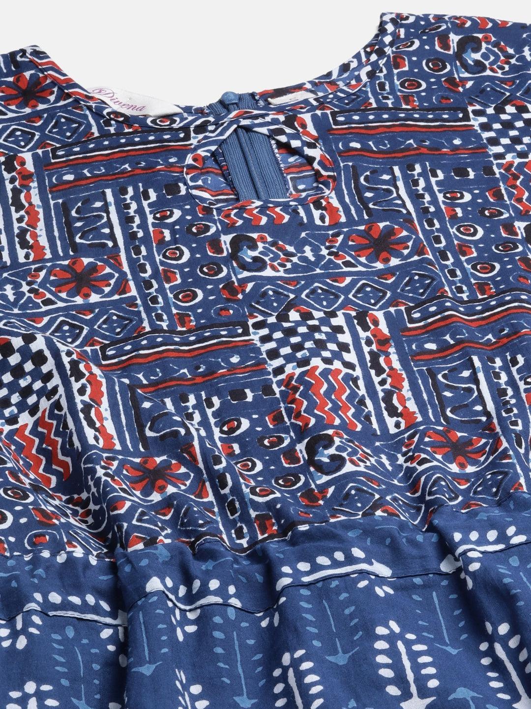  Indigo Hand Block Dhoti Style Cotton Jumpsuit -  world