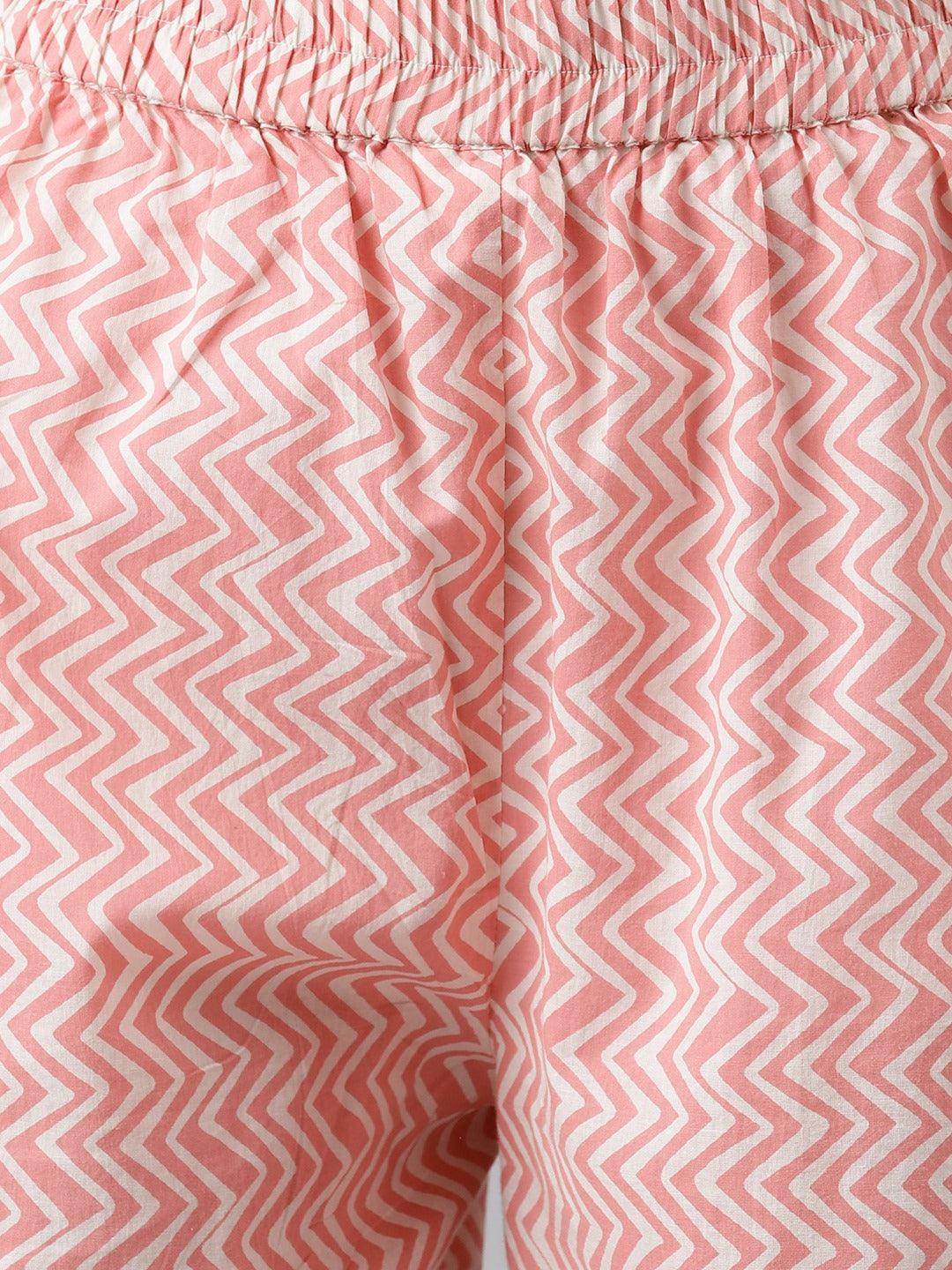  Pink Cotton Shirt Style Kurta Hem Cuffed Pant Co-ord Set -  world